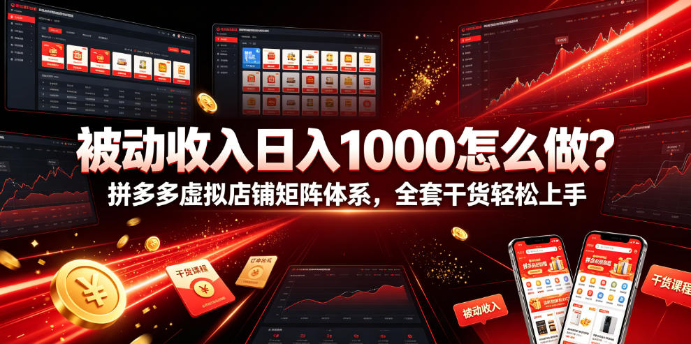 被动收入日入1000怎么做？拼多多虚拟店铺矩阵体系，全套干货轻松上手【揭秘】-知创网