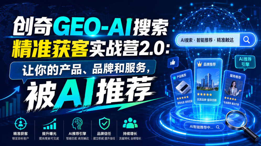 创奇GEO-AI搜索精准获客实战营2.0:让你的产品、品牌和服务,被AI推荐-知创网