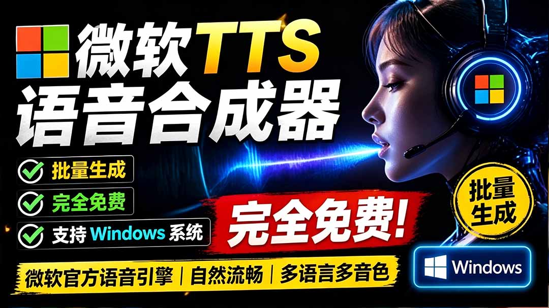 （19494期）微软 TTS 免费语音配音生成器，完全免费，支持多语音、多音色选择，Windows系统专用 TTS语音合成器-知创网