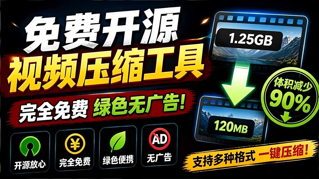 （19495期）Github开源视频压缩瘦身工具，轻松压缩90%，并保持画质清晰，完全免费绿色无广告！VideoSlim-知创网