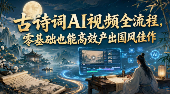 古诗词AI视频全流程，零基础也能高效产出国风佳作-知创网