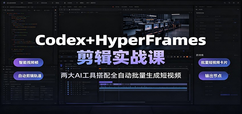 Codex+HyperFrames剪辑实战课：两大AI工具搭配全自动批量生成短视频-知创网