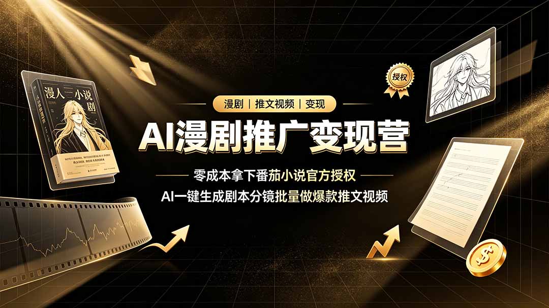 (19193期)AI漫剧推广变现营,零成本拿下番茄小说官方授权,AI一键生成剧本分镜批量做爆款推文视频-知创网