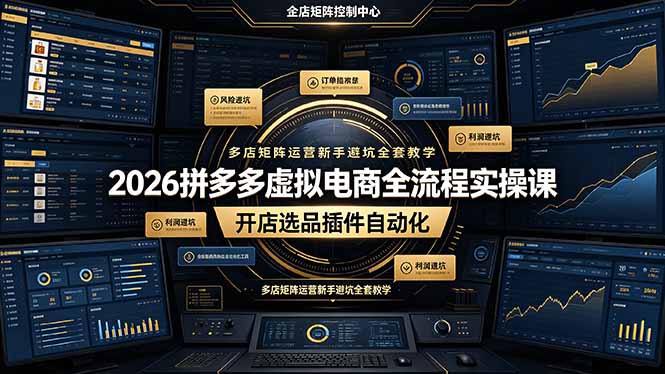 （19136期）2026拼多多虚拟电商全流程实操课，开店选品插件自动化，多店矩阵运营新手避坑全套教学-知创网