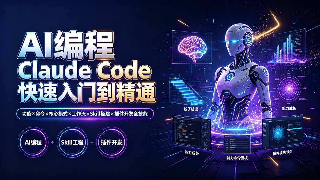 （19306期）AI编程 Claude Code快速入门到精通：功能×命令×核心模式×工作流×Skill搭建×插件开发全技能-知创网