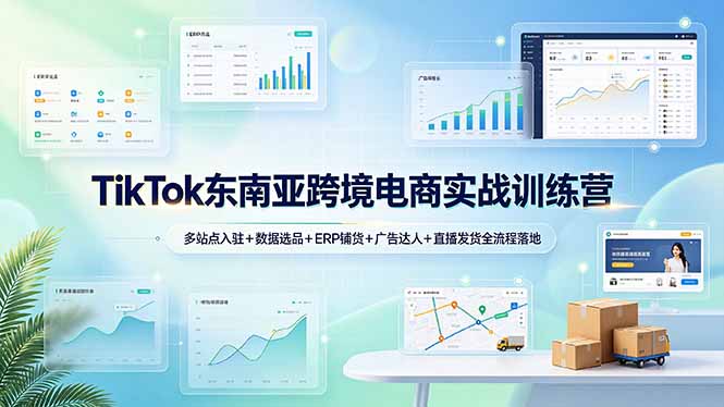 （19155期）TikTok东南亚跨境电商实战训练营：多站点入驻+数据选品+ERP铺货+广告达人+直播发货全流程落地-知创网