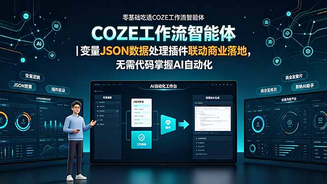 （19243期）零基础吃透COZE工作流智能体｜变量JSON数据处理插件联动商业落地，无需代码掌握AI自动化-知创网
