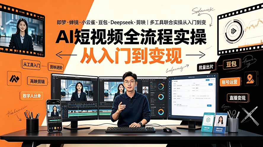 （19250期）AI短视频全流程实操：即梦·蝉镜·小云雀·豆包·Deepseek·剪映｜多工具联合实操从入门到变现-知创网