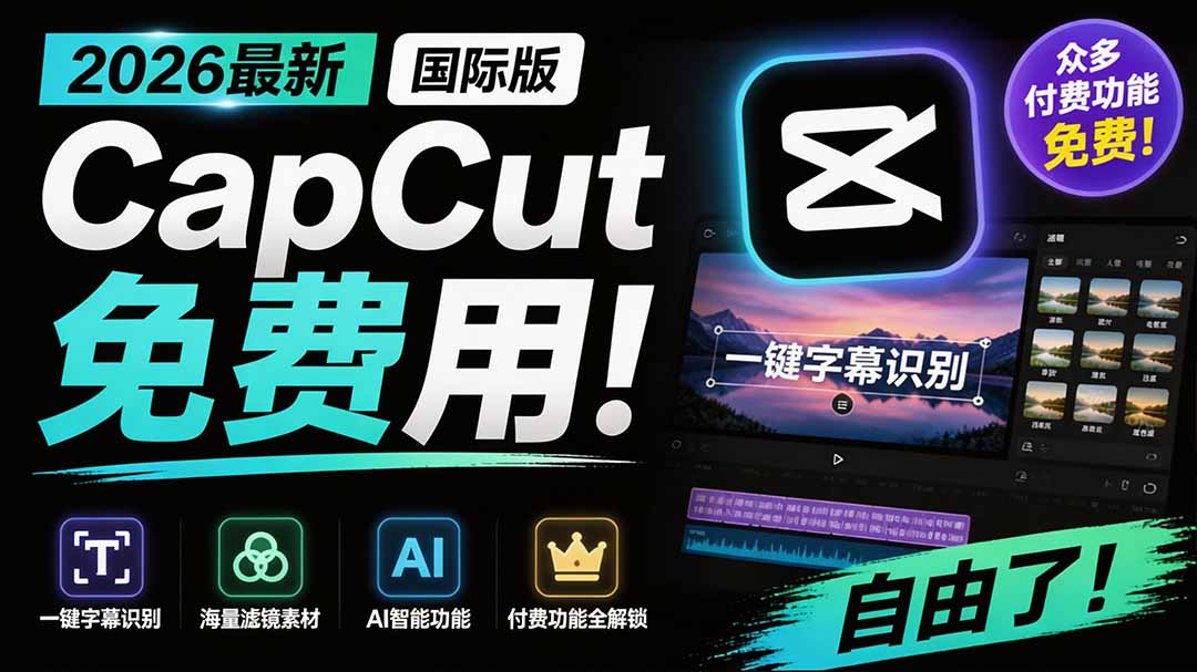 （19621期）2026最新国际版剪映！CapCut 众多付费功能免费用，一键字幕识别 / 滤镜素材 / AI智能功能自由了 CapCut-知创网