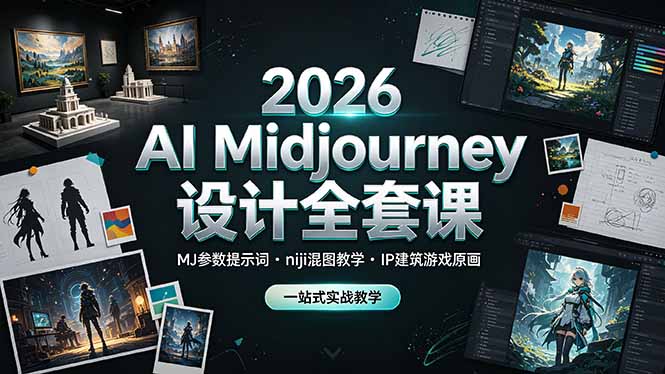 （19209期）2026 AI Midjourney设计全套课，MJ参数提示词niji混图教学，IP建筑游戏原画一站式实战教学-知创网