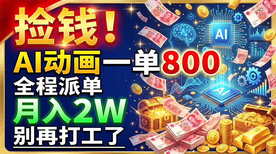 （19330期）捡钱！AI动画一单800，全程派单，月入2W，别再打工了-知创网
