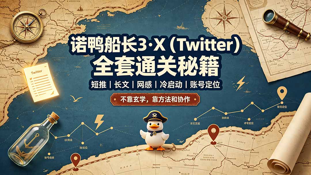 (19215期)诺鸭船长3·X(Twitter)全套通关秘籍,短推、长文、网感、冷启动、账号定位,不靠玄学,靠方法和协作-知创网