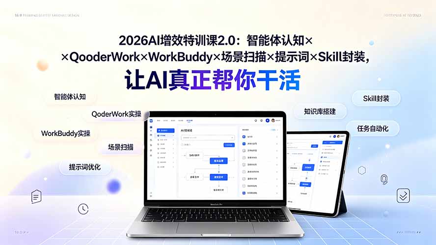 （19368期）2026AI增效特训课2.0：智能体认知×QoderWork×WorkBuddy×场景扫描×提示词×Skill封装，让AI真正帮你干活-知创网