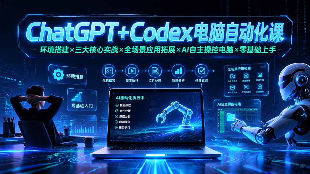 （19583期）ChatGPT+Codex电脑自动化课：环境搭建×三大核心实战×全场景应用拓展×AI自主操控电脑×零基础上手-知创网