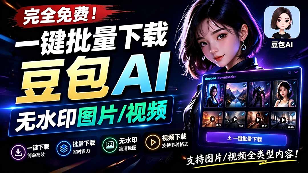 （19355期）Github最新发布！一键批量下载豆包AI无水印图片/视频，简单易用，自动解析提示词，doubao-downloader-知创网