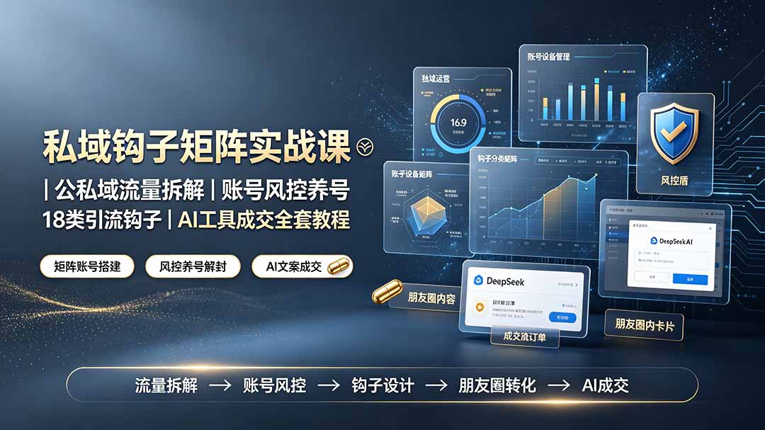 （19321期）私域钩子矩阵实战课〓公私域流量拆解｜账号风控养号｜18类引流钩子｜AI工具成交全套教程-知创网