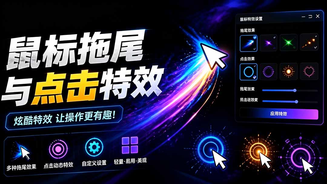 (19356期)Windows特效小工具!一键给你的鼠标添加拖尾与点击动态特效,吾爱出品,免费使用 Mouse Trail-知创网
