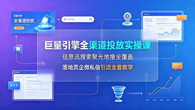 （19181期）巨量引擎全渠道投放实操课，信息流搜索聚光地推全覆盖，落地页企微私信引流全套教学-知创网