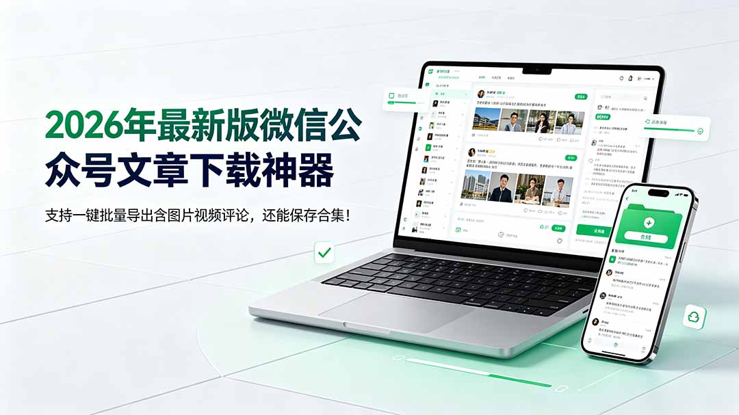 (19486期)2026年最新版微信公众号文章下载神器,支持一键批量导出含图片视频评论,还能保存合集!-知创网