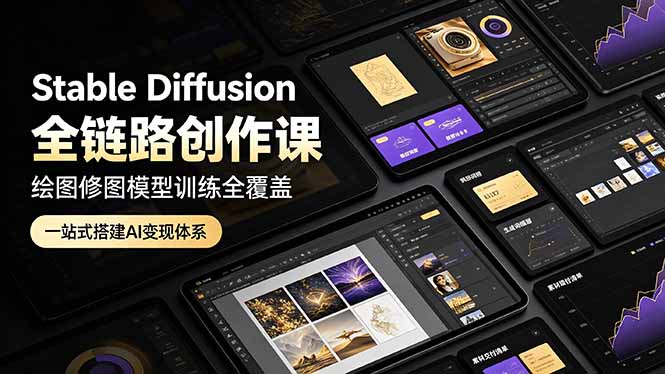 （19154期）Stable Diffusion全链路创作课，绘图修图模型训练全覆盖，一站式搭建AI变现体系-知创网