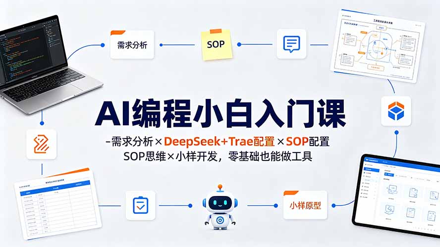 (19539期)AI编程小白入门课-需求分析×DeepSeek+Trae配置×SOP思维×小样开发,零基础也能做工具-知创网