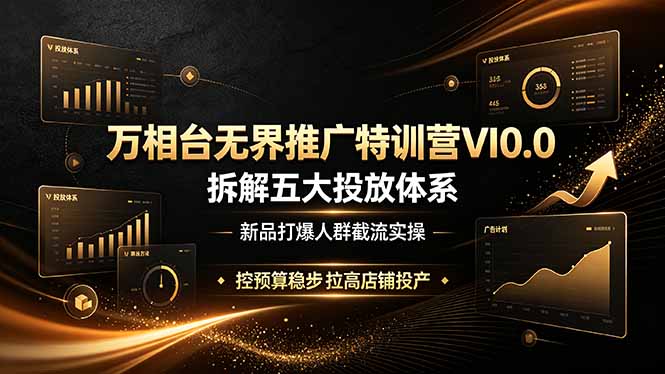 (19184期)万相台无界推广特训营VI0.0,拆解五大投放体系,新品打爆人群截流实操,控预算稳步拉高店铺投产-知创网