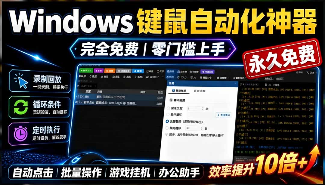 (19423期)专业Windows键鼠自动化工具,免费永久使用,告别重复操作,小白也能快速创建自动化脚本 点点精灵-知创网
