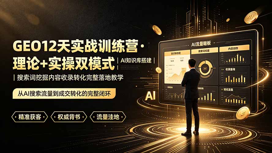 (19277期)GEO12天实战训练营·理论+实操双模式|AI知识库搭建|搜索词挖掘内容收录转化完整落地教学-知创网