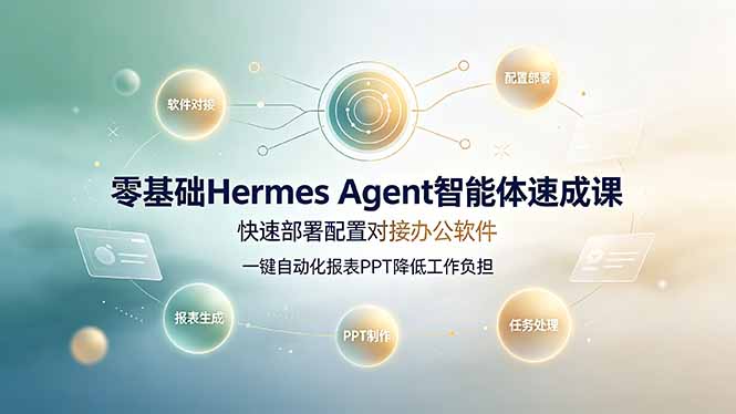 （19156期）零基础Hermes Agent智能体速成课，快速部署配置对接办公软件；一键自动化报表PPT降低工作负担-知创网