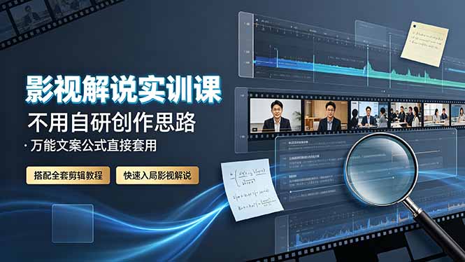（19183期）影视解说实训课：不用自研创作思路，万能文案公式直接套用，搭配全套剪辑教程，快速入局影视解说-知创网