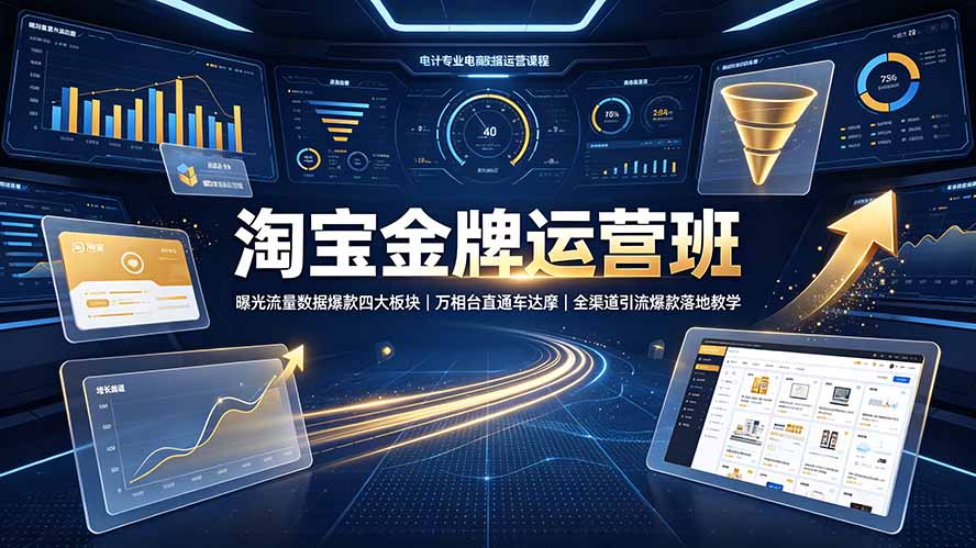 (19434期)淘宝金牌运营班-7月:曝光流量数据爆款四大板块|万相台直通车达摩|全渠道引流爆款落地教学-知创网