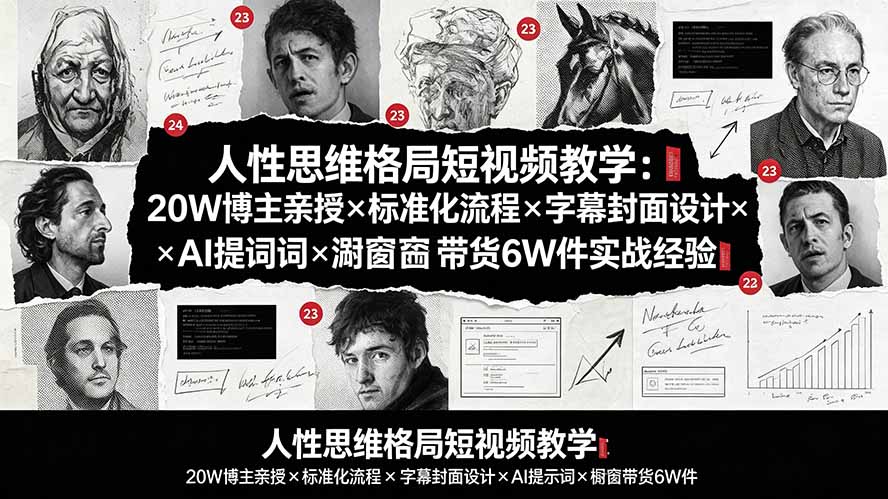(19538期)人性思维格局短视频教学:20W博主亲授×标准化流程×字幕封面设计×AI提示词×橱窗带货6W件实战经验-知创网