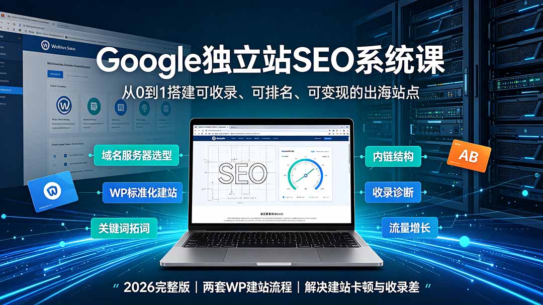 （19426期）Google独立站SEO-7月系统课：出海基建×WordPress建站×AI内容生产×站内外优化×Search Console×AdSense变现-知创网