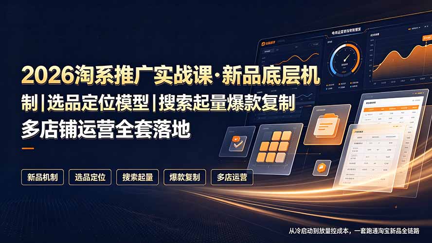 （19272期）2026淘系推广实战课·新品底层机制｜选品定位模型｜搜索起量爆款复制多店铺运营全套落地教程-知创网