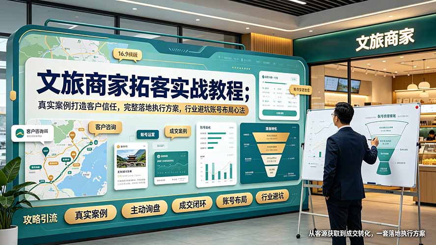 （19273期）文旅商家拓客实战教程；真实案例打造客户信任，完整落地执行方案，行业避坑账号布局心法-知创网