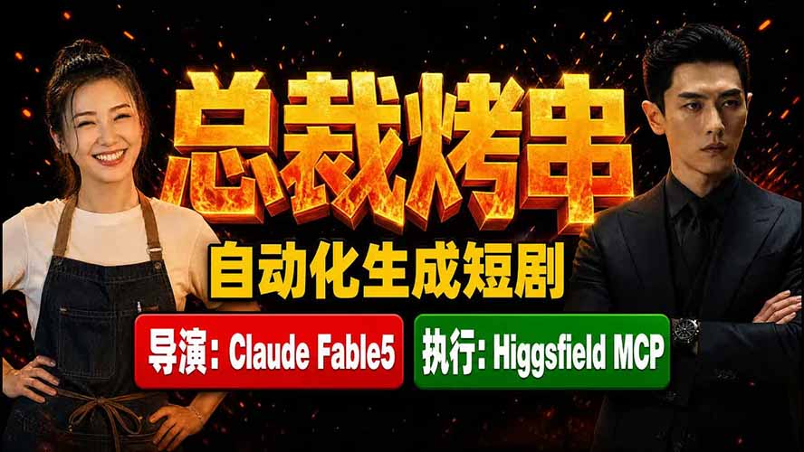 （19541期）《总裁烤串》真人短剧全自动诞生！Claude Fable5 当导演，Higgsfield MCP 执行！-知创网