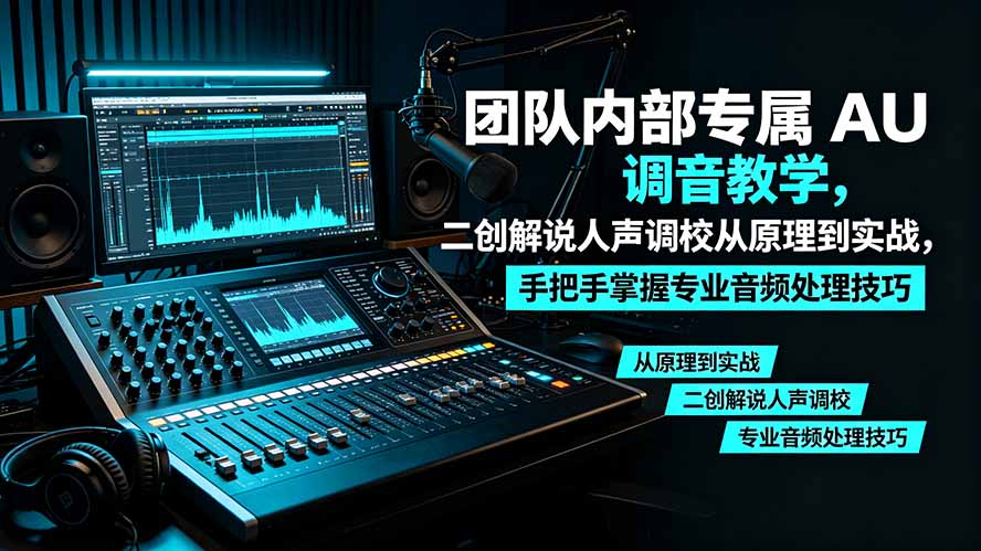 （19517期）某大佬团队内部专属 AU 调音教学，二创解说人声调校从原理到实战，手把手掌握专业音频处理技巧-知创网