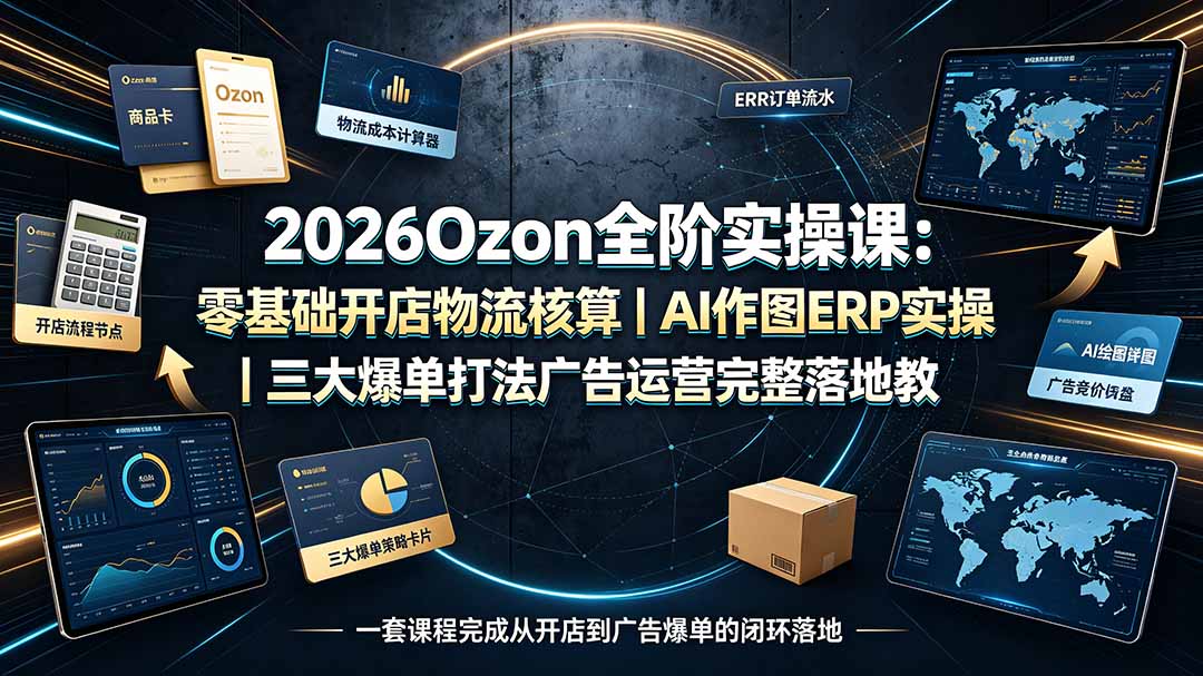 （19400期）2026Ozon全阶实操课：零基础开店物流核算｜AI作图ERP实操｜三大爆单打法广告运营完整落地教程-知创网