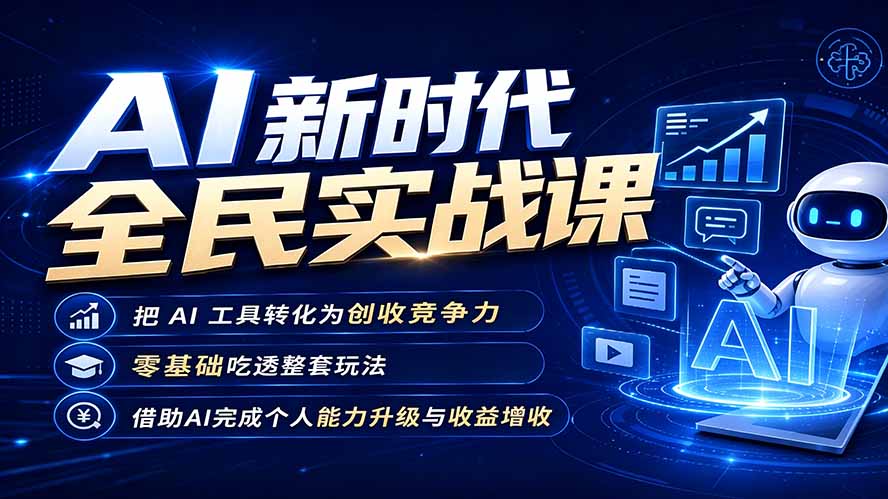 （19519期）AI新时代全民实战课，把 AI 工具转化为创收竞争力，零基础吃透整套玩法，借助AI完成个人能力升级与收益增收。-知创网