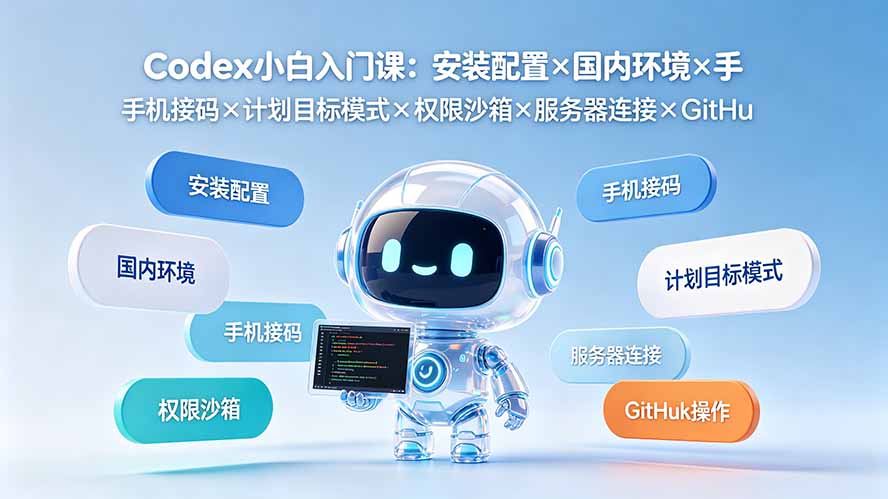 (19402期)Codex小白入门课:安装配置×国内环境×手机接码×计划目标模式×权限沙箱×服务器连接×GitHub操作-知创网