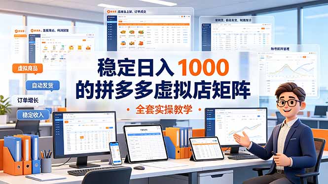 （19253期）稳定日入 1000 的拼多多虚拟店矩阵，全套实操教学-知创网