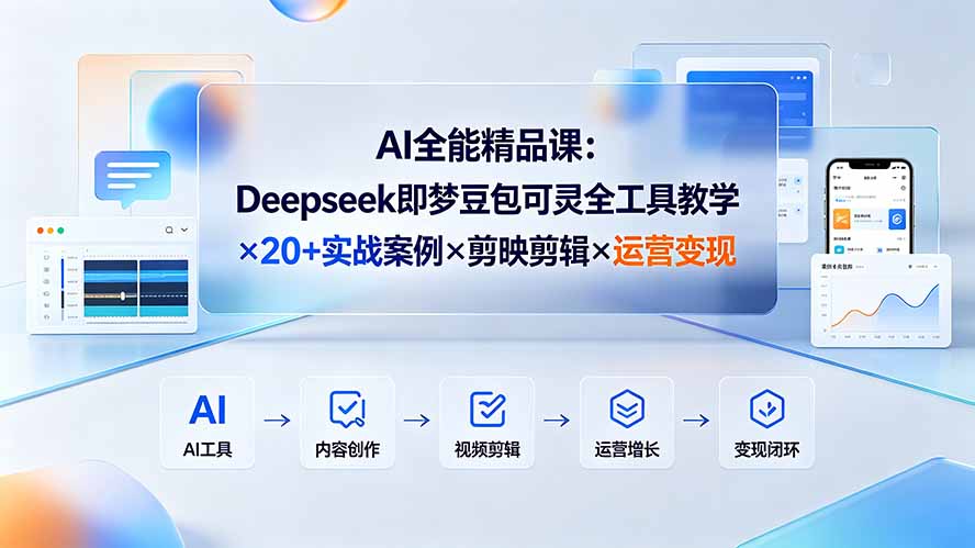(19278期)AI全能精品课:Deepseek即梦豆包可灵全工具教学×20+实战案例×剪映剪辑×运营变现-知创网