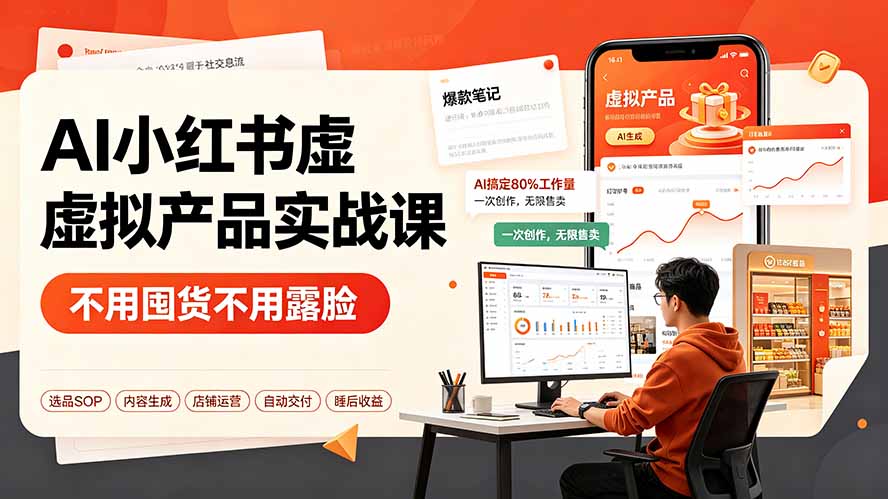 （19314期）AI小红书虚拟产品实战课-更新：不用囤货不用露脸，AI搞定80%工作量，一次创作无限售卖睡后收益-知创网
