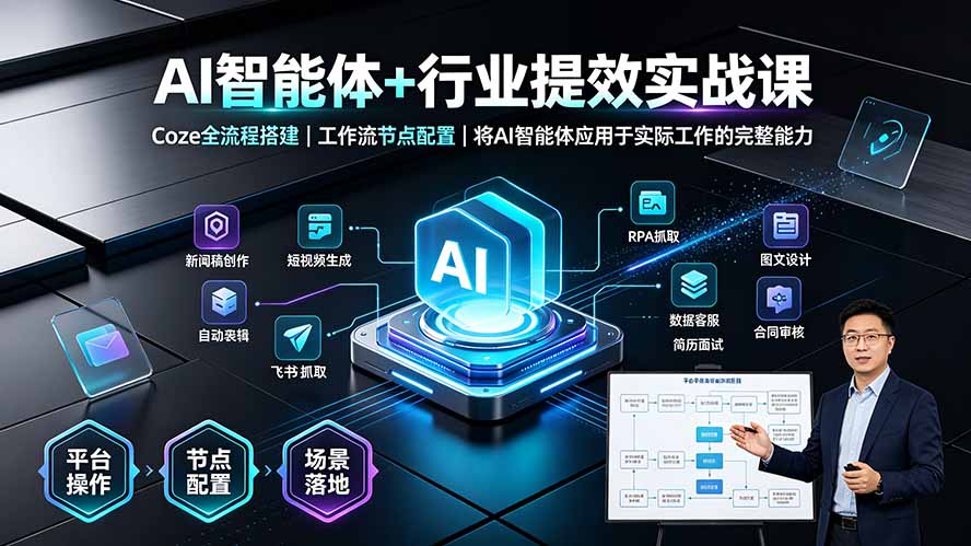 (19281期)AI智能体+行业提效实战课·Coze全流程搭建|工作流节点配置|将AI智能体应用于实际工作的完整能力-知创网