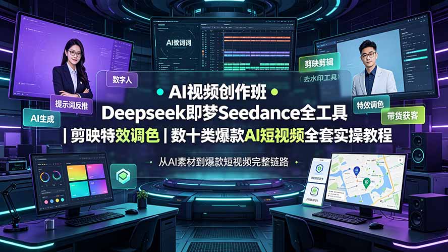 (19454期)AI视频创作班◆Deepseek即梦Seedance全工具|剪映特效调色|数十类爆款AI短视频全套实操教程-知创网