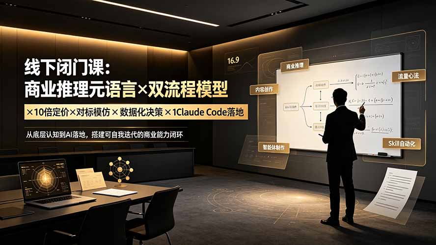 （19381期）线下闭门课：商业推理元语言×双流程模型×10倍定价×对标模仿×数据化决策×Claude Code落地，击穿认知盲区-知创网