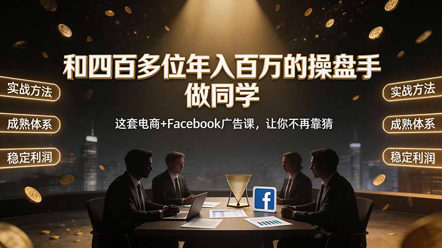 （19592期）和四百多位年入百万的操盘手做同学——这套电商+Facebook广告课，让你不再靠猜【原创双语字幕】-知创网
