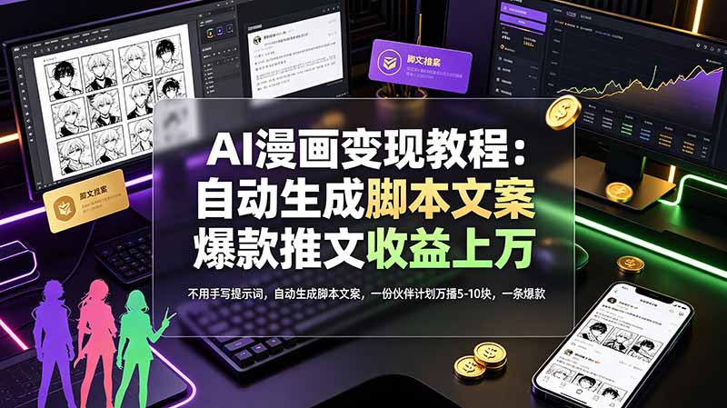 （19170期）AI漫画变现教程：不用手写提示词，自动生成脚本文案，一份伙伴计划万播5-10块，一条爆款推文收益上万-知创网