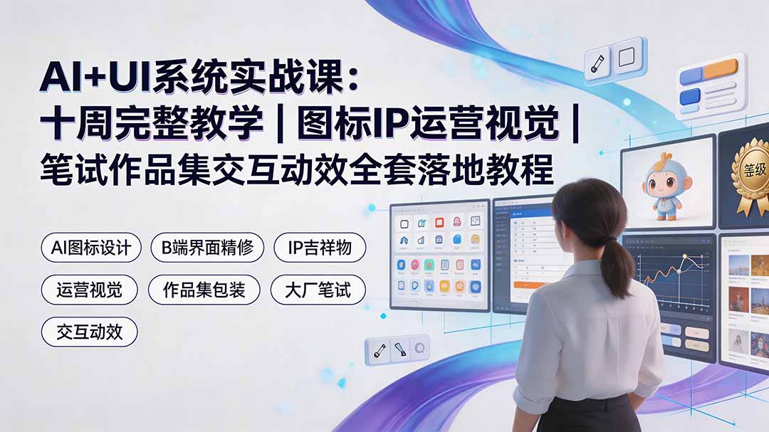（19378期）AI+UI系统实战课：十周完整教学｜图标IP运营视觉｜笔试作品集交互动效全套落地教程-知创网