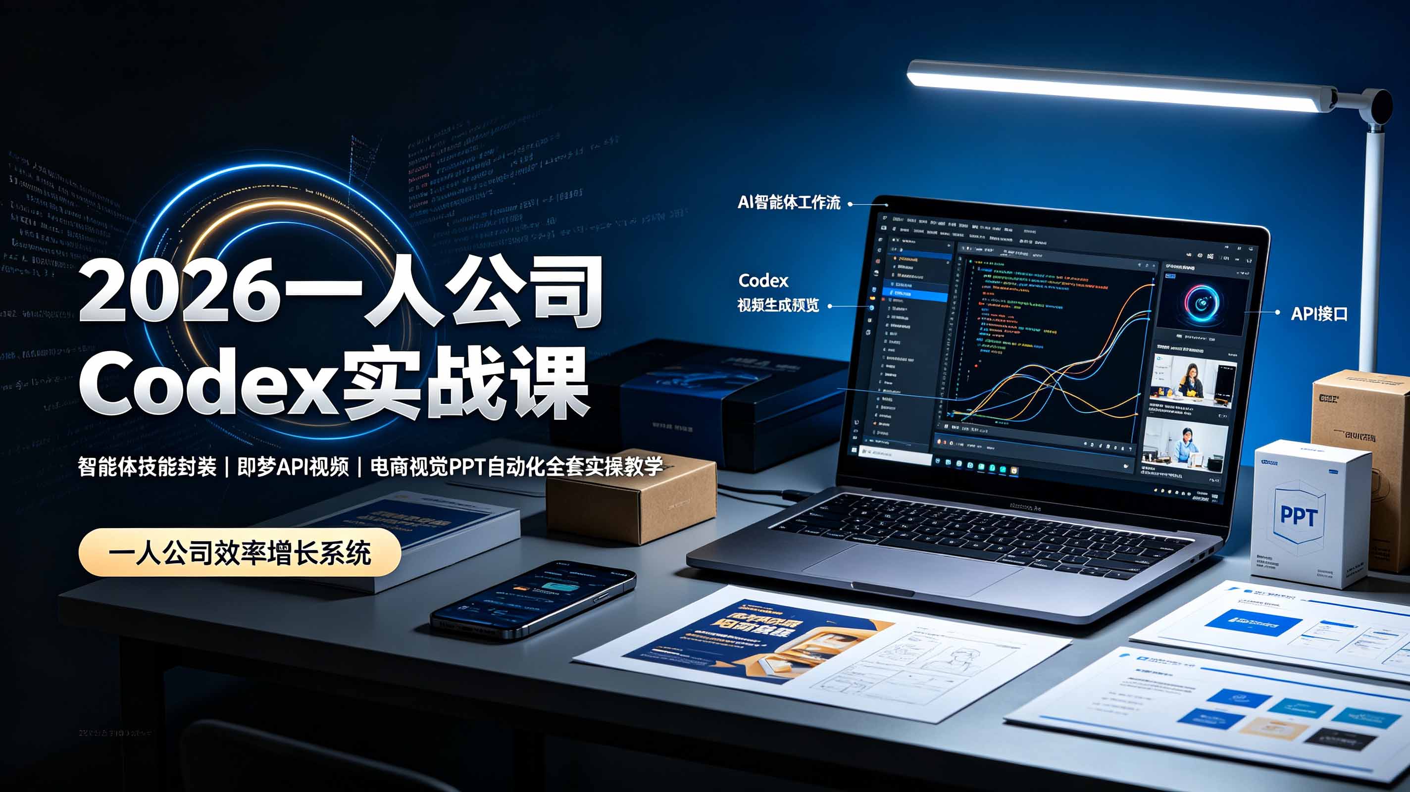 (19503期)2026一人公司Codex实战课◆智能体技能封装|即梦API视频|电商视觉PPT自动化全套实操教学-知创网